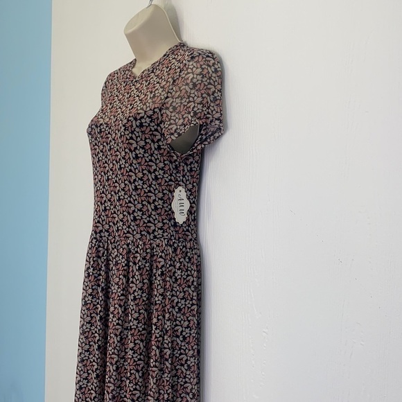AUW - NWT Floral Black And Pink Lined Maxi Dress Size L - Picture 6 of 14